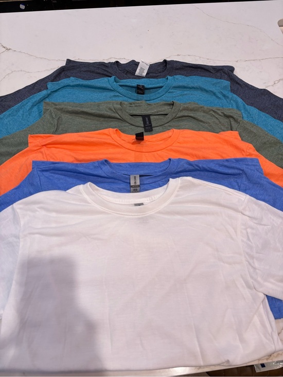 Gildan Other - 6 Classic Crew Neck Men’s T-Shirts - White, Blue, Orange, Green, Teal, Gray